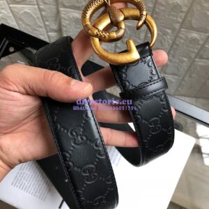 Replica Gucci Guccissima Leather Belt with Double G Buckle with Snake 458949