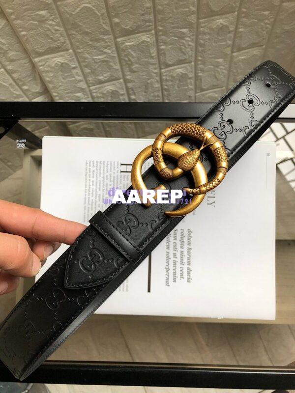 Replica Gucci Guccissima Leather Belt with Double G Buckle with Snake 458949 4