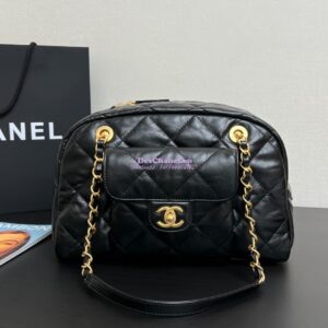 Replica Chanel 24A Bowling Bag Shiny Aged Calfskin AS4905