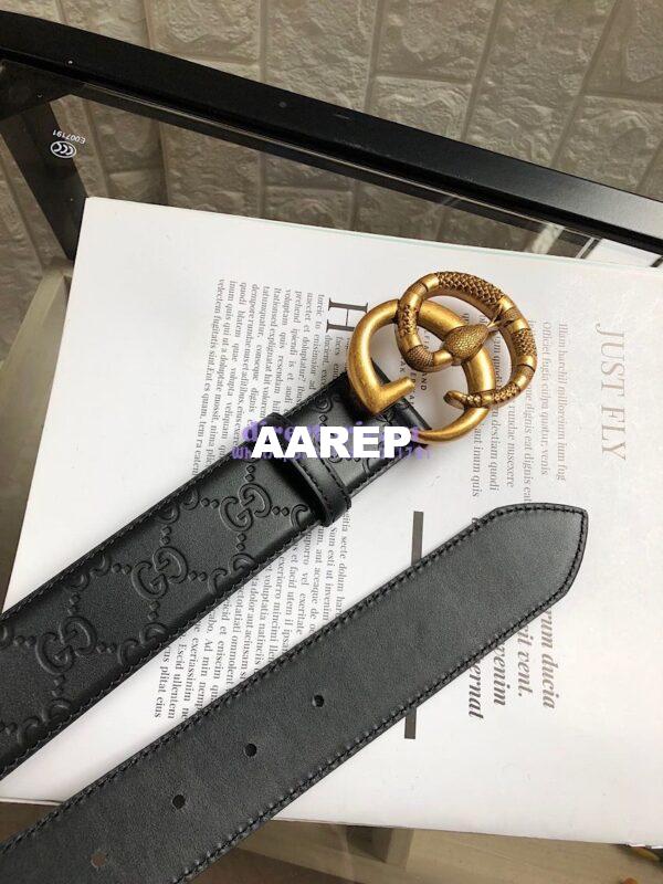 Replica Gucci Guccissima Leather Belt with Double G Buckle with Snake 458949 6