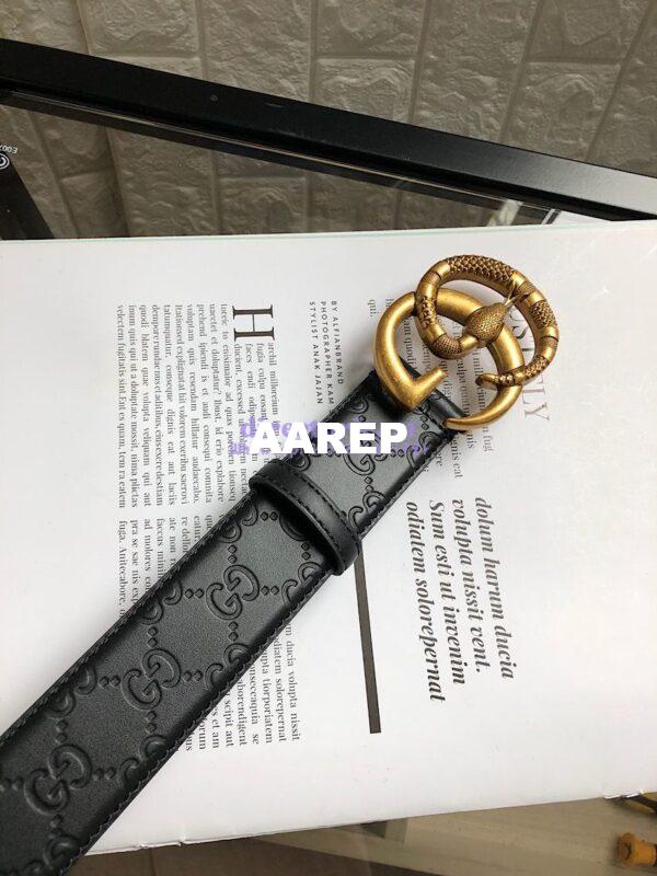 Replica Gucci Guccissima Leather Belt with Double G Buckle with Snake 458949 7