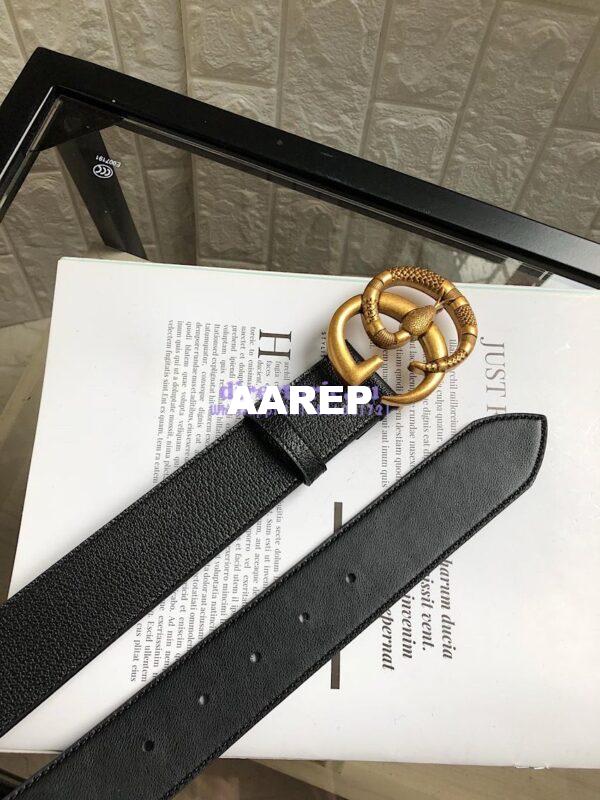 Replica Gucci Leather Belt with Double G Buckle with Snake 458949 7