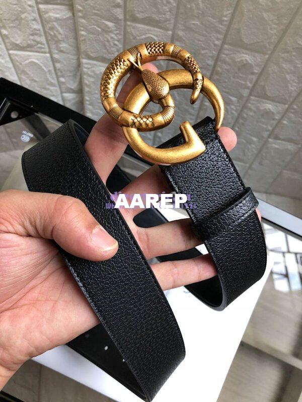 Replica Gucci Leather Belt with Double G Buckle with Snake 458949 8