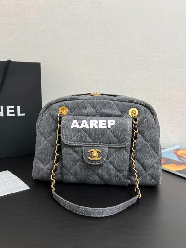 Replica Chanel 24A Bowling Bag Washed Denim AS4905