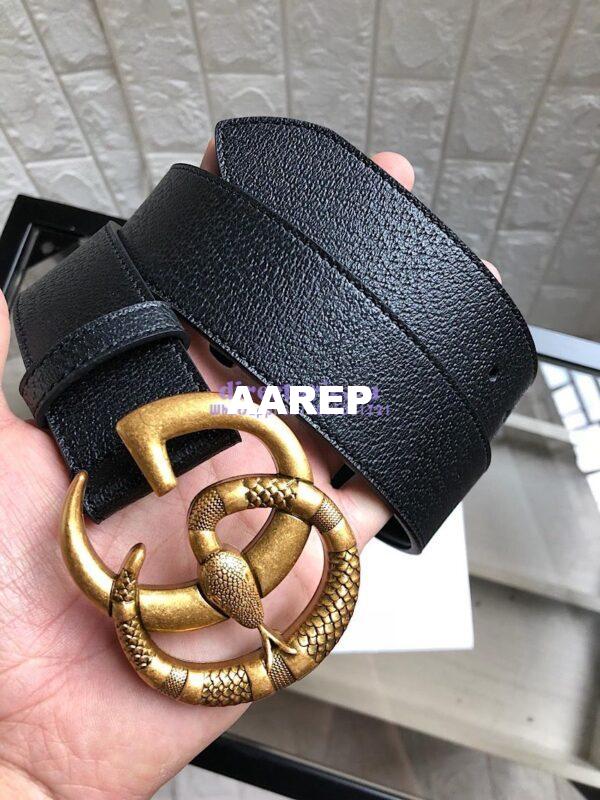 Replica Gucci Leather Belt with Double G Buckle with Snake 458949 9