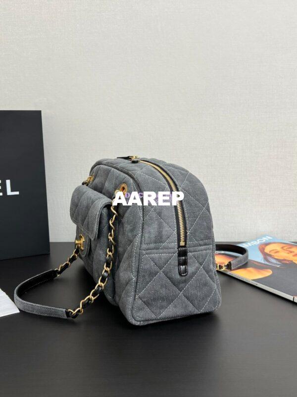 Replica Chanel 24A Bowling Bag Washed Denim AS4905 2