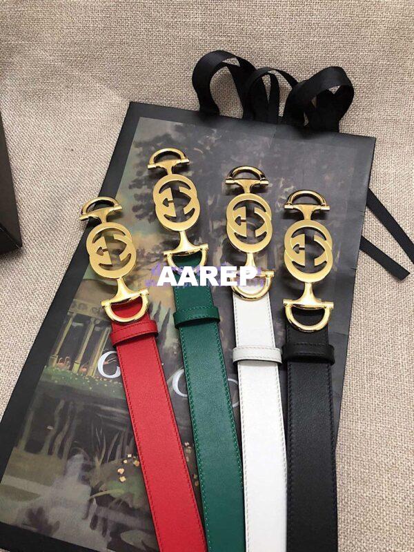 Replica Gucci Leather belt with Interlocking G Horsebit 550122 2