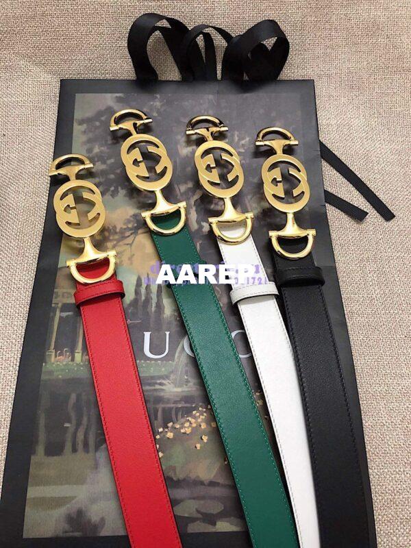 Replica Gucci Leather belt with Interlocking G Horsebit 550122 3