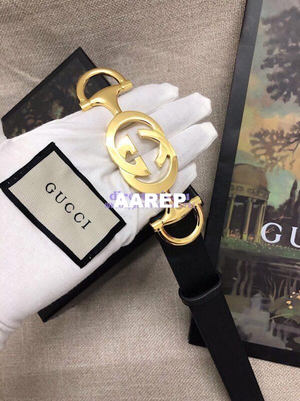 Replica Gucci Leather belt with Interlocking G Horsebit 550122 6
