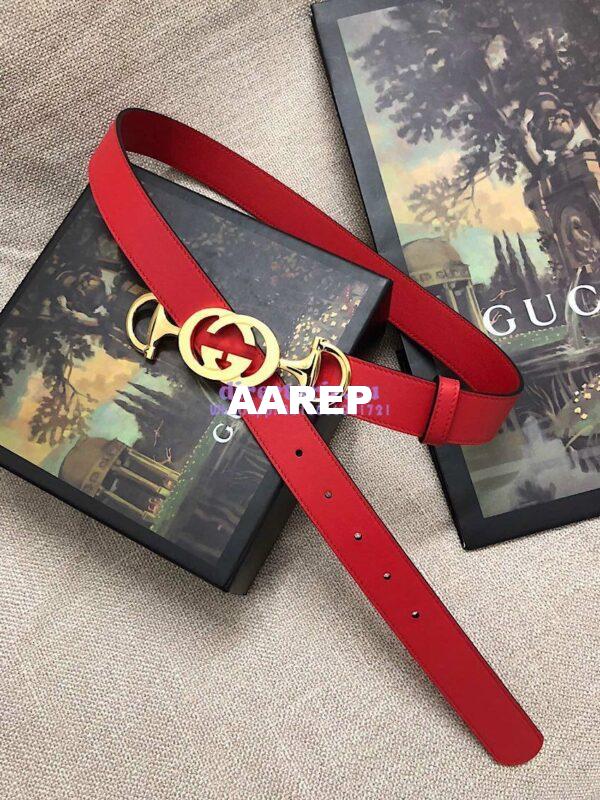 Replica Gucci Leather belt with Interlocking G Horsebit 550122 7