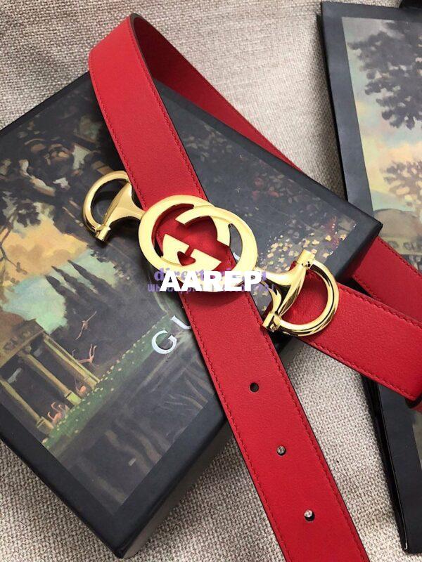 Replica Gucci Leather belt with Interlocking G Horsebit 550122 8