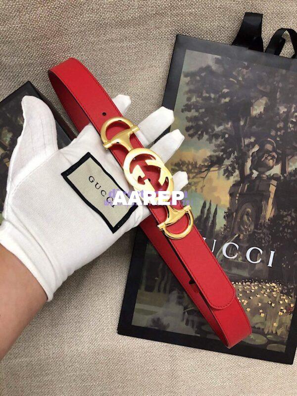Replica Gucci Leather belt with Interlocking G Horsebit 550122 9