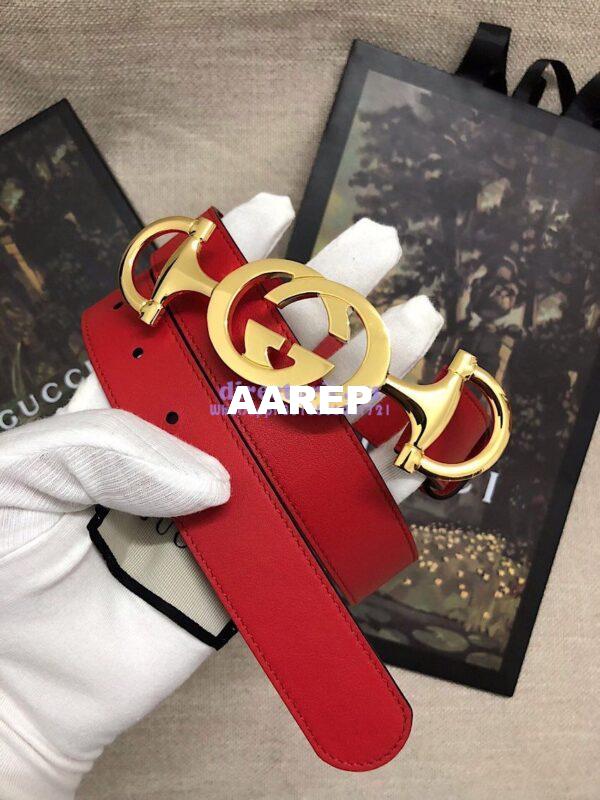 Replica Gucci Leather belt with Interlocking G Horsebit 550122 10