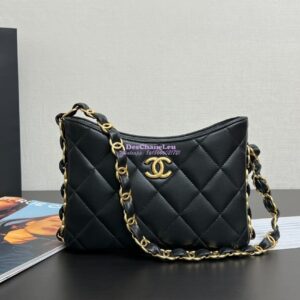 Replica Chanel 24K Lambskin Hobo Bag AS5177 Black
