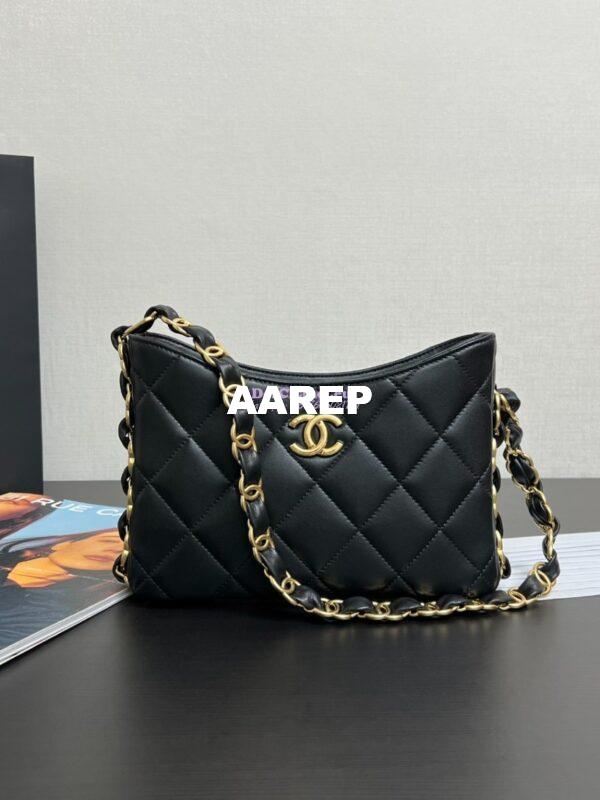 Replica Chanel 24K Lambskin Hobo Bag AS5177 Black