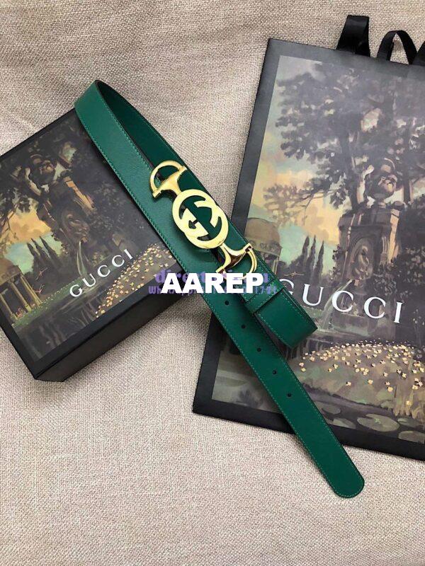 Replica Gucci Leather belt with Interlocking G Horsebit 550122 11