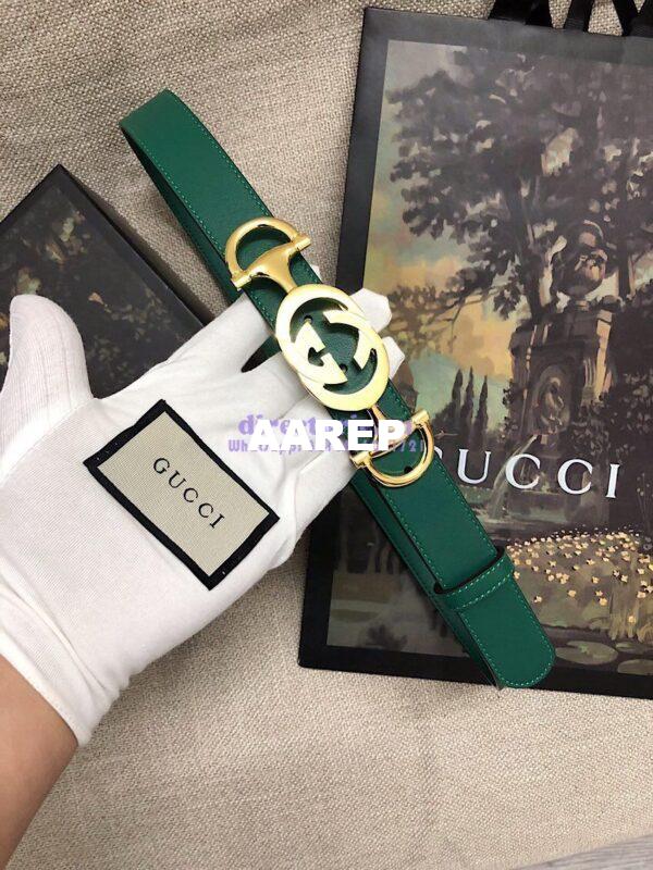Replica Gucci Leather belt with Interlocking G Horsebit 550122 12