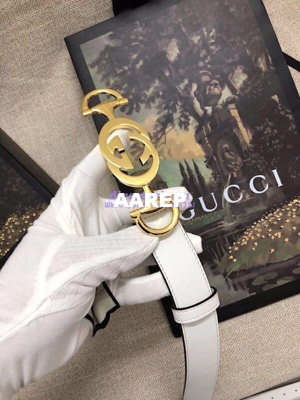 Replica Gucci Leather belt with Interlocking G Horsebit 550122 18
