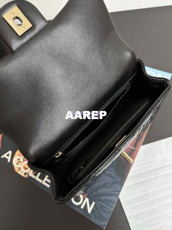 Replica Chanel Mini Flap Bag With Top Handle AS2431 in Patent Calfskin Black with Light Gold Hardware 8