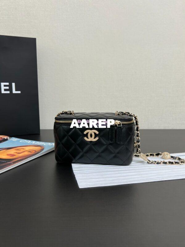 Replica Chanel Clutch with Chain Shiny Lambskin, Diamanté AP3940 Black  (limited edition) 2