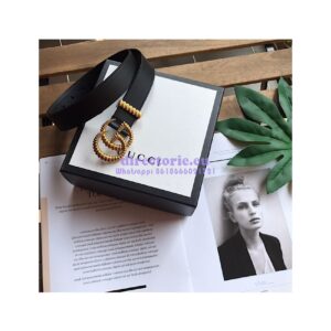 Replica Gucci Leather belt with torchon Double G buckle ‎524103 2