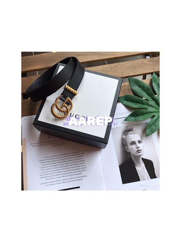 Replica Gucci Leather belt with torchon Double G buckle ‎524103 2