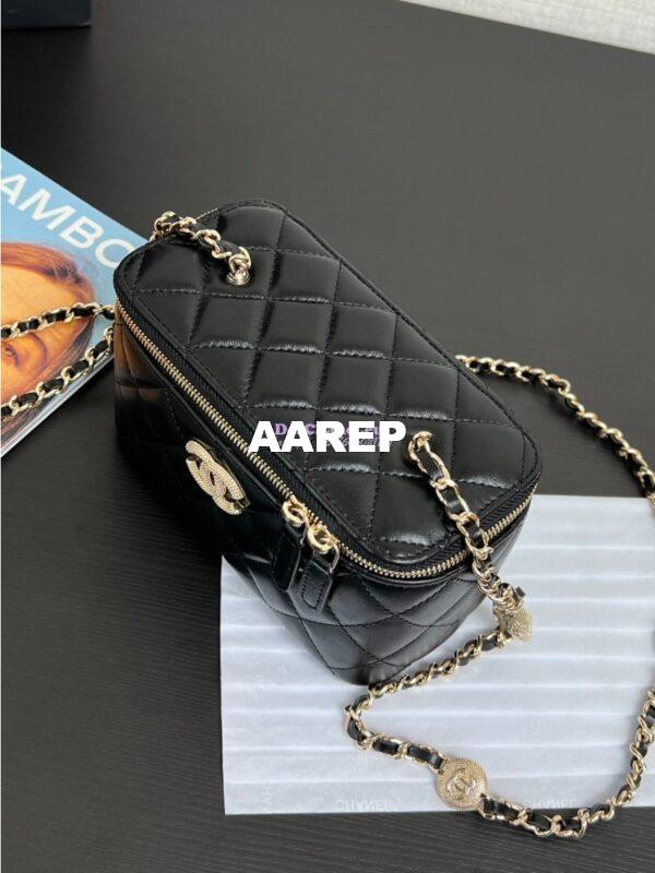 Replica Chanel Clutch with Chain Shiny Lambskin, Diamanté AP3940 Black  (limited edition) 4