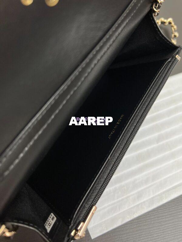 Replica Chanel 24A Wallet On Chain Lambskin, Diamanté AP4299 Black 7