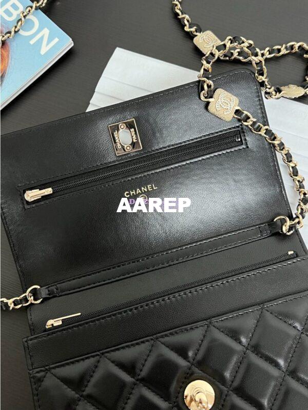 Replica Chanel 24A Wallet On Chain Lambskin, Diamanté AP4299 Black 8