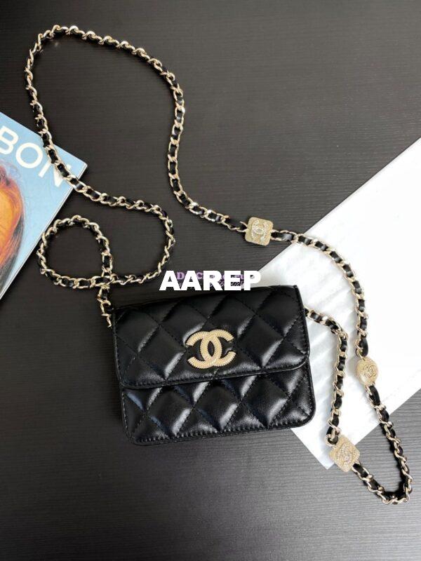 Replica Chanel 24A Clutch with Chain Lambskin, Diamanté AP4315