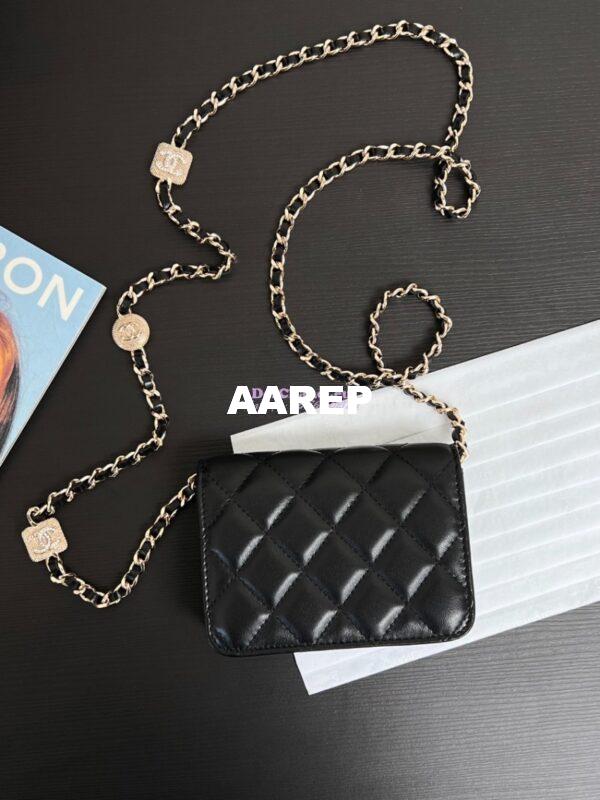 Replica Chanel 24A Clutch with Chain Lambskin, Diamanté AP4315 9