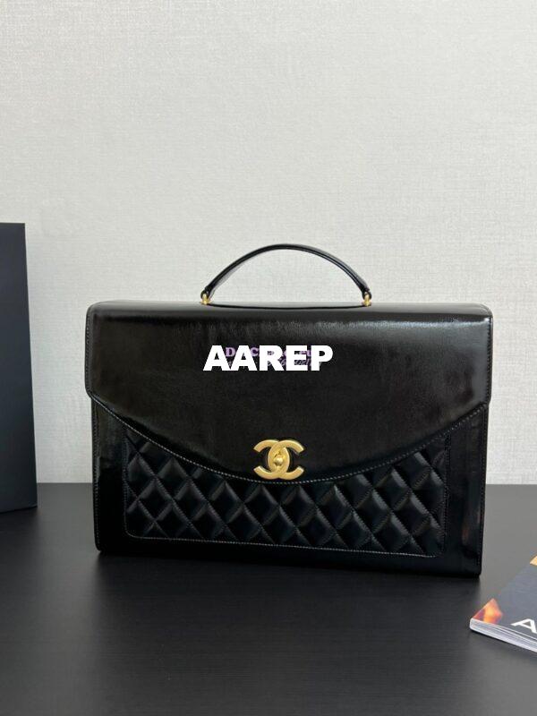 Replica Chanel 24P Limited Edition Briefcase Patent Crumpled Lambskin AS5016 Black 3