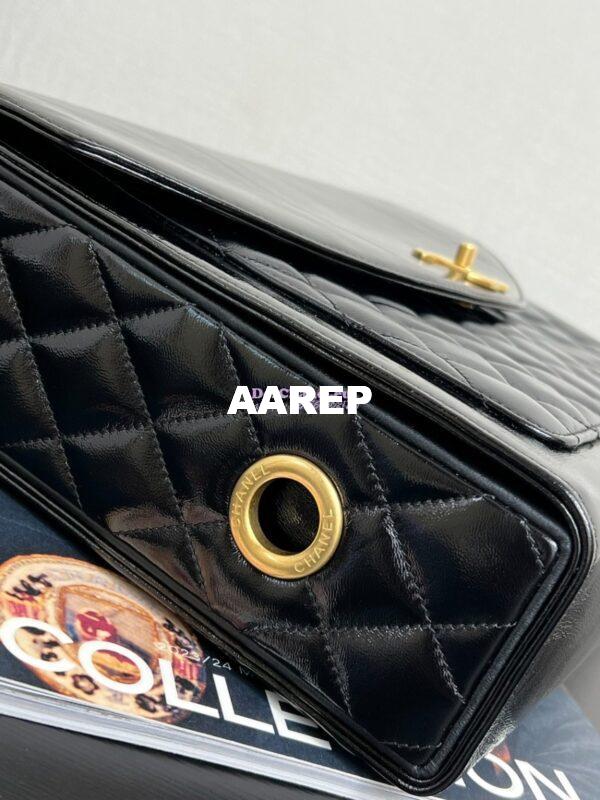 Replica Chanel 24P Limited Edition Briefcase Patent Crumpled Lambskin AS5016 Black 6