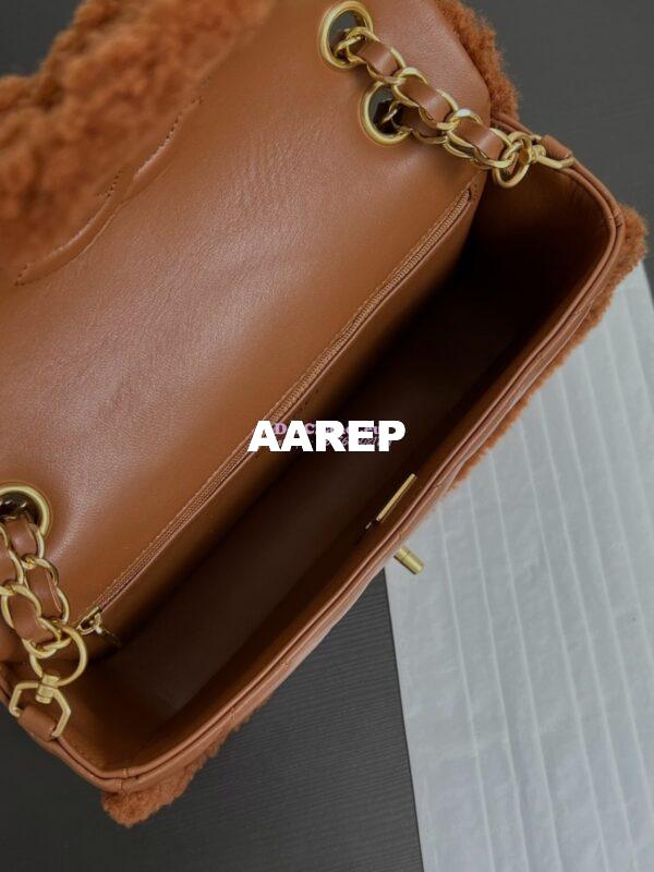 Replica Chanel 24P Flap Bag Shearling Lambskin AS5149 Dark Brown Limited Edition 9