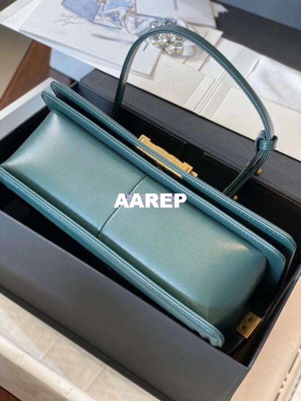 Replica Chanel Python Boy Chanel Flap Bag Ruthenium Hardware Army Green 10