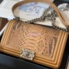 Replica Chanel Python Boy Chanel Flap Bag Ruthenium Hardware Army Green