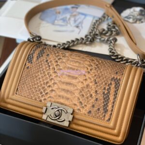 Replica Chanel Python Boy Chanel Flap Bag Ruthenium Hardware F06