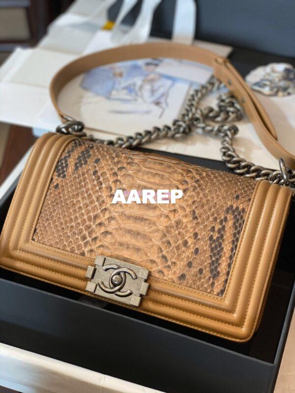Replica Chanel Python Boy Chanel Flap Bag Ruthenium Hardware F06 3