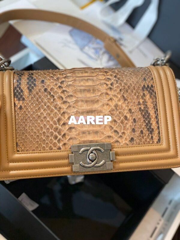 Replica Chanel Python Boy Chanel Flap Bag Ruthenium Hardware F06 5