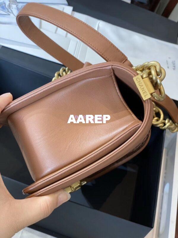 Replica Chanel Python Boy Chanel Flap Bag Ruthenium Hardware Tan 8