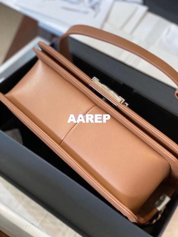 Replica Chanel Python Boy Chanel Flap Bag Ruthenium Hardware Tan 17