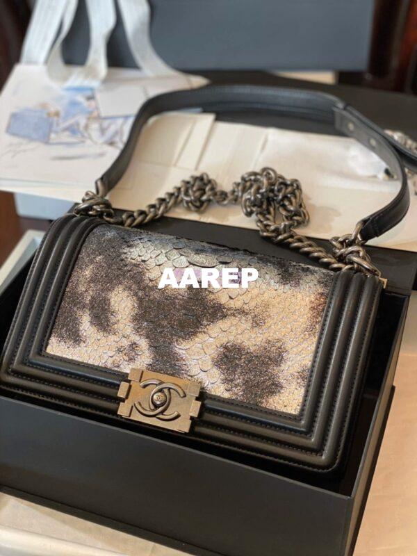 Replica Chanel Python Boy Chanel Flap Bag Ruthenium Hardware Black F05 3