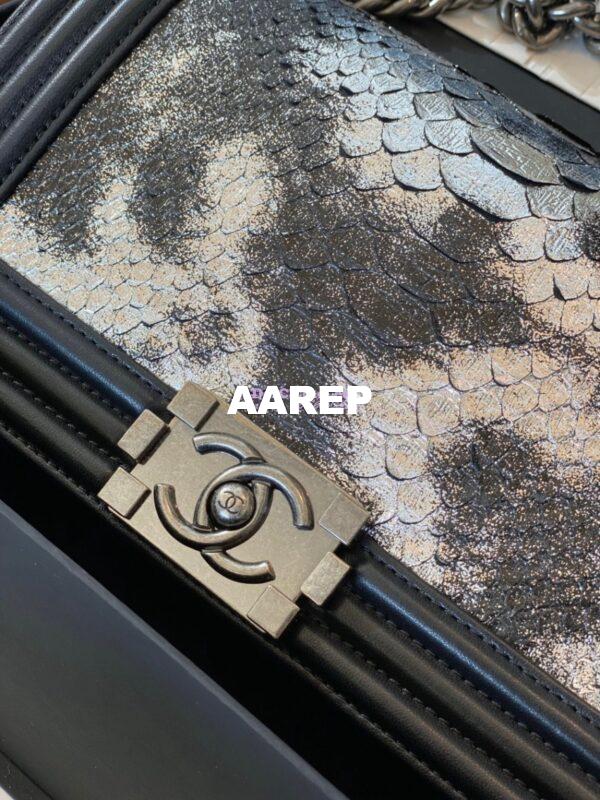 Replica Chanel Python Boy Chanel Flap Bag Ruthenium Hardware Black F05 4