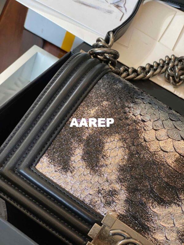 Replica Chanel Python Boy Chanel Flap Bag Ruthenium Hardware Black F05 5