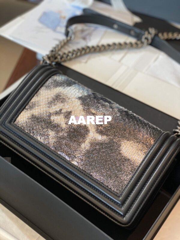 Replica Chanel Python Boy Chanel Flap Bag Ruthenium Hardware Black F05 9