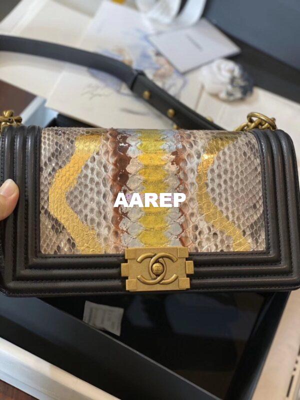Replica Chanel Python Boy Chanel Flap Bag Ruthenium Hardware Black F03 5