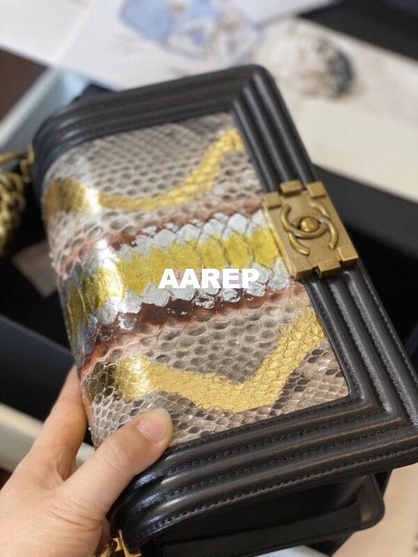Replica Chanel Python Boy Chanel Flap Bag Ruthenium Hardware Black F03 6