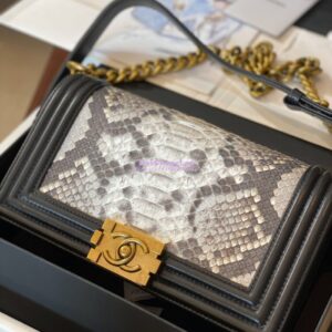 Replica Chanel Python Boy Chanel Flap Bag Ruthenium Hardware Black F02
