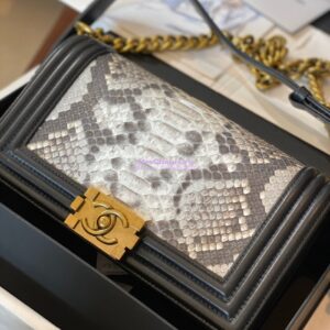 Replica Chanel Python Boy Chanel Flap Bag Ruthenium Hardware Black F02 2