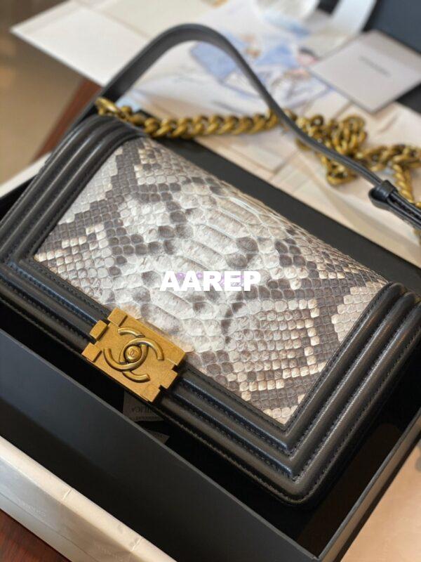 Replica Chanel Python Boy Chanel Flap Bag Ruthenium Hardware Black F02 4